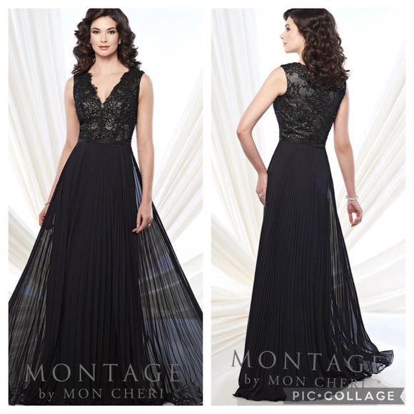 Montage by MonCheri fit and flare pleated gown - Picture 2 of 11